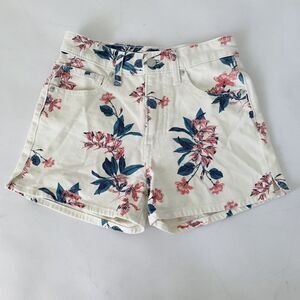 Lucky Brand Shorts Women 24 White Denim Floral Pink Jean Preppy Boho Festival